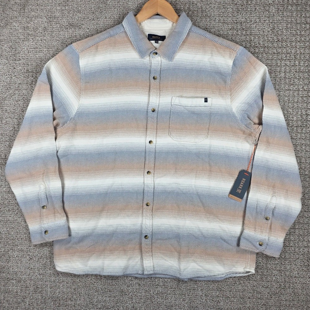 Roark Crossroads Flannel Stripe Organic Cotton Shirt XXL New Long Sleeve